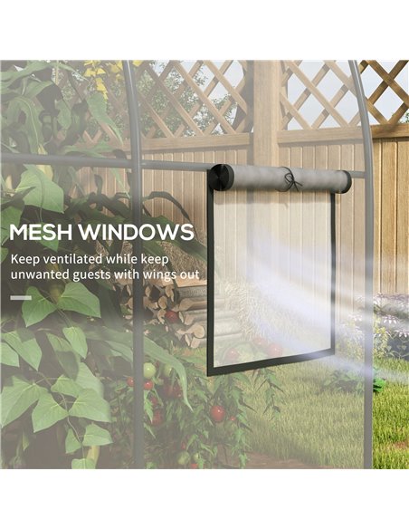 Outsunny Polytunnel Greenhouse Walk-in Grow House with Plasric Cover, Door, Mesh Window and Steel Frame, 3 x 2 x 2m, Clear 84H-0 - pic 39338 | FastDaddyshop