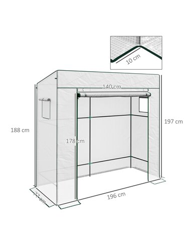 Outsunny PE Cover Walk-in Outdoor Greenhouse, White 84H-063V00WT