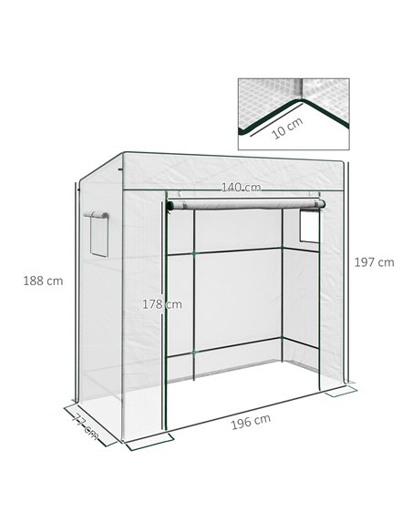 Outsunny PE Cover Walk-in Outdoor Greenhouse, White 84H-063V00WT - pic 39344 | FastDaddyshop