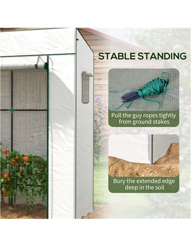 Outsunny PE Cover Walk-in Outdoor Greenhouse, White 84H-063V00WT