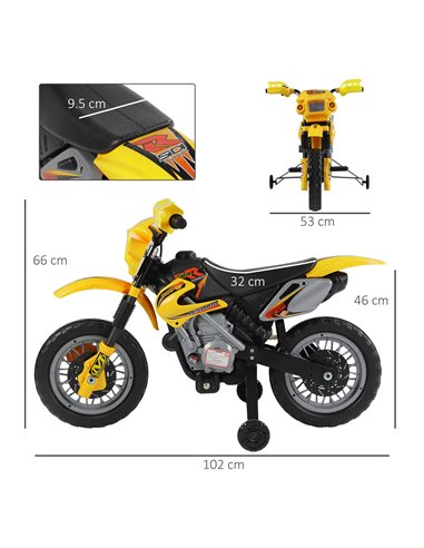 HOMCOM Kids Electric Motorbike Child Ride on Motorcycle 6V Battery Scooter (Yellow)