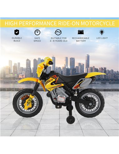 HOMCOM Kids Electric Motorbike Child Ride on Motorcycle 6V Battery Scooter (Yellow)