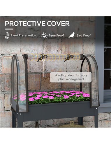 Outsunny Raised Planter with Greenhouse Cover, Dark Grey 84H-034V00CG