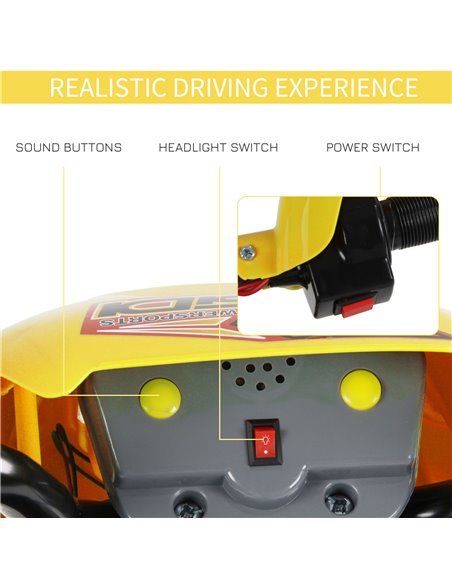 HOMCOM Kids Electric Motorbike Child Ride on Motorcycle 6V Battery Scooter (Yellow) - pic 3937 | FastDaddyshop