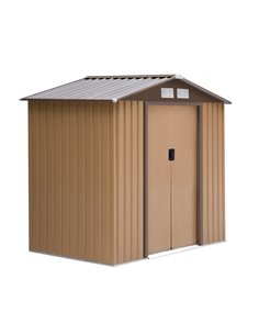 Outsunny 7 x 4 ft Lockable Garden Shed, Tool Metal Storage Building, Yellow 845-030YL