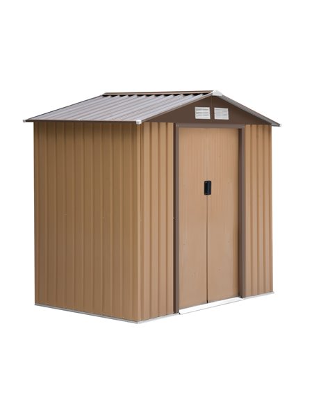 Outsunny 7 x 4 ft Lockable Garden Shed, Tool Metal Storage Building, Yellow 845-030YL - pic 39378 | FastDaddyshop