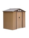 Outsunny 7 x 4 ft Lockable Garden Shed, Tool Metal Storage Building, Yellow 845-030YL