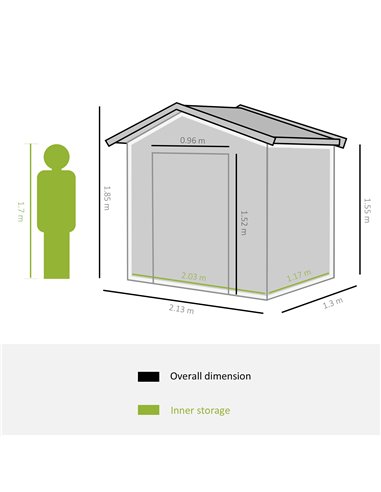 Outsunny 7 x 4 ft Lockable Garden Shed, Tool Metal Storage Building, Yellow 845-030YL