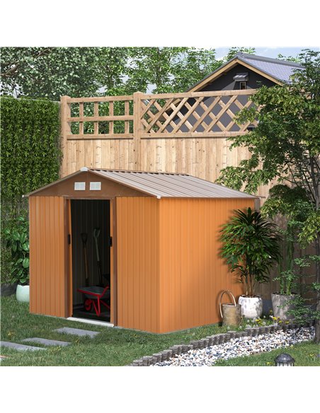 Outsunny 9 x 6FT Garden Metal Storage Shed Outdoor Storage Shed with Foundation Ventilation & Doors, Yellow 845-031YL - pic 39387 | FastDaddyshop