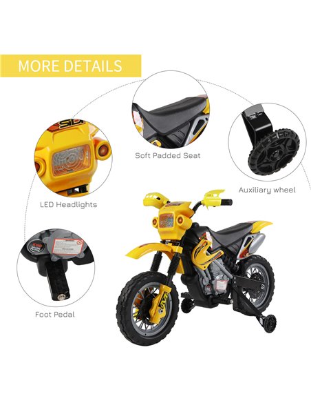 HOMCOM Kids Electric Motorbike Child Ride on Motorcycle 6V Battery Scooter (Yellow) - pic 3939 | FastDaddyshop