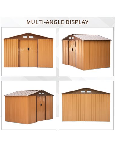 Outsunny 9 x 6FT Garden Metal Storage Shed Outdoor Storage Shed with Foundation Ventilation & Doors, Yellow 845-031YL