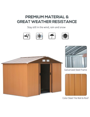 Outsunny 9 x 6FT Garden Metal Storage Shed Outdoor Storage Shed with Foundation Ventilation & Doors, Yellow 845-031YL