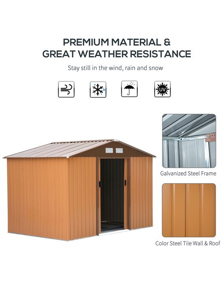 Outsunny 9 x 6FT Garden Metal Storage Shed Outdoor Storage Shed with Foundation Ventilation & Doors, Yellow 845-031YL - pic 39391 | FastDaddyshop