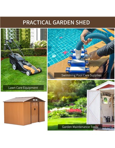 Outsunny 9 x 6FT Garden Metal Storage Shed Outdoor Storage Shed with Foundation Ventilation & Doors, Yellow 845-031YL