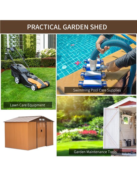 Outsunny 9 x 6FT Garden Metal Storage Shed Outdoor Storage Shed with Foundation Ventilation & Doors, Yellow 845-031YL - pic 39392 | FastDaddyshop