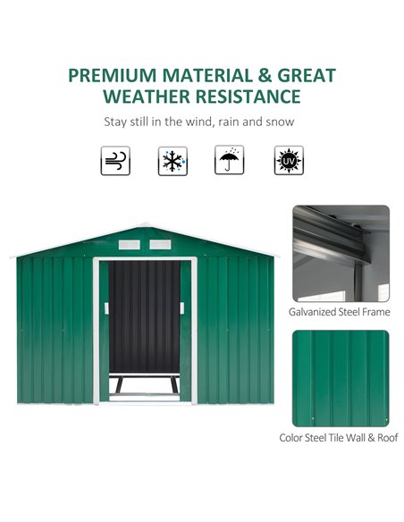 Outsunny 9 x 6 FT Large Lockable Garden Shed, Green 845-031GN - pic 39399 | FastDaddyshop