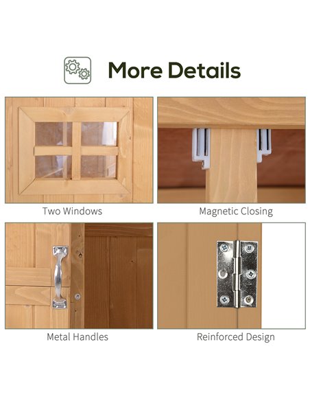 Outsunny Wooden Garden Storage Shed Tool Cabinet Organiser with Shelves, Two Windows, 127.5 x 50 x 164 cm, Natural 845-210 - pic 39419 | FastDaddyshop