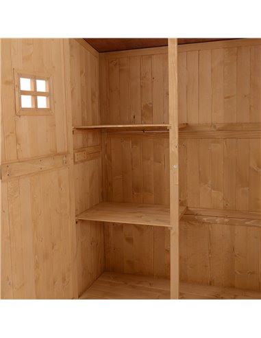 Outsunny Wooden Garden Storage Shed Tool Cabinet Organiser with Shelves, Two Windows, 127.5 x 50 x 164 cm, Natural 845-210