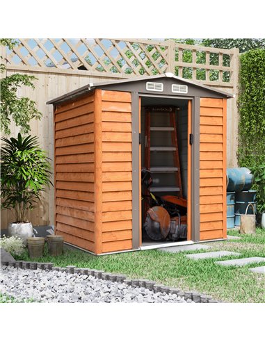 Outsunny 6 x 5 ft Garden Storage Shed, Apex Store for Gardening Tool, Brown 845-171