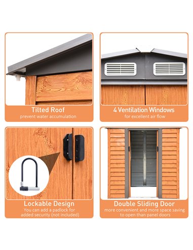 Outsunny 6 x 5 ft Garden Storage Shed, Apex Store for Gardening Tool, Brown 845-171