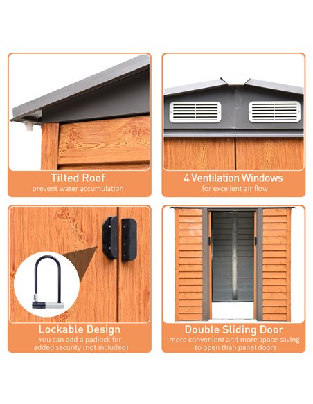 Outsunny 6 x 5 ft Garden Storage Shed, Apex Store for Gardening Tool, Brown 845-171 - pic 39427 | FastDaddyshop