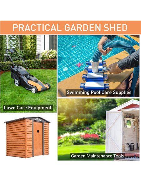 Outsunny 6 x 5 ft Garden Storage Shed Apex Store for Gardening Tool with Foundation and Ventilation, Brown 845-171 - pic 39428 | FastDaddyshop