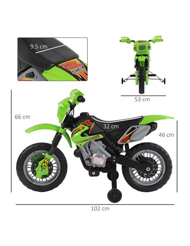 HOMCOM Kids Electric Motorbike Child Ride on Motorcycle 6V Battery Scooter (Green)