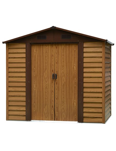 Outsunny 8 x 6.5 ft Metal Garden Storage Shed, Brown 845-179 - pic 39432 | FastDaddyshop