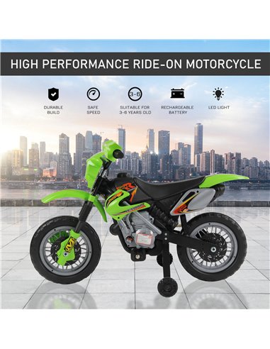 HOMCOM Kids Electric Motorbike Child Ride on Motorcycle 6V Battery Scooter (Green)