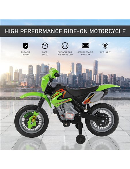 HOMCOM Kids Electric Motorbike Child Ride on Motorcycle 6V Battery Scooter (Green) - pic 3944 | FastDaddyshop
