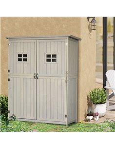 Outsunny Wooden Garden Shed, Tool Storage, Grey 845-210GY 2