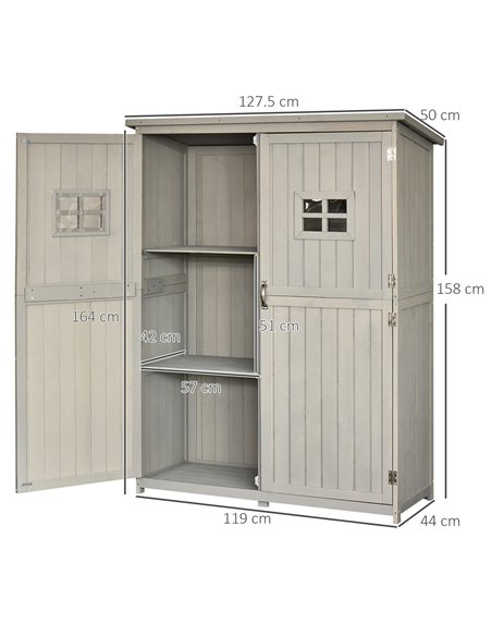 Outsunny Wooden Garden Shed, Tool Storage, Grey 845-210GY - pic 39443 | FastDaddyshop