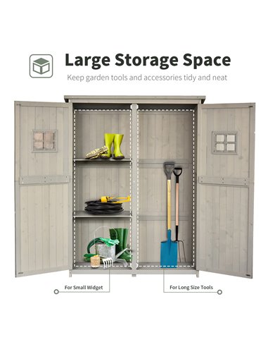 Outsunny Wooden Garden Shed Tool Storage Outsunny Wooden Garden Shed w/ Two Windows, Tool Storage Cabinet, 127.5L x 50W x 164H c