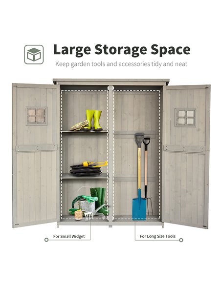 Outsunny Wooden Garden Shed Tool Storage Outsunny Wooden Garden Shed w/ Two Windows, Tool Storage Cabinet, 127.5L x 50W x 164H c - pic 39445 | FastDaddyshop