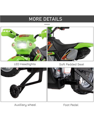HOMCOM Kids Electric Motorbike Child Ride on Motorcycle 6V Battery Scooter (Green)