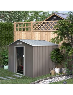 Outsunny 9 x 6 ft Metal Garden Storage Shed, Grey 845-031GY 2
