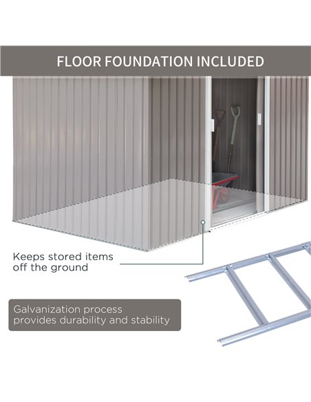 Outsunny 9 x 6 ft Metal Garden Storage Shed Sloped Roof Tool House with Foundation Ventilation & Double Door, Grey 845-031GY - pic 39456 | FastDaddyshop