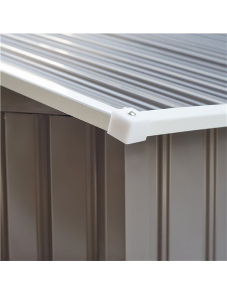 Outsunny 9 x 6 ft Metal Garden Storage Shed Sloped Roof Tool House with Foundation Ventilation & Double Door, Grey 845-031GY - pic 39458 | FastDaddyshop
