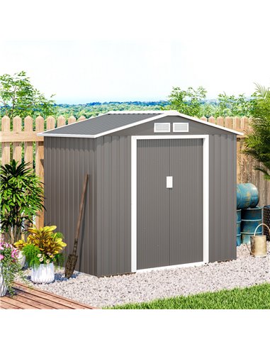 Outsunny 7ft x 4ft Lockable Garden Metal Storage Shed, Grey 845-030GY