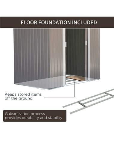 Outsunny 7ft x 4ft Lockable Garden Metal Storage Shed Storage Roofed Tool Metal Shed w/ Air Vents Steel Grey 845-030GY
