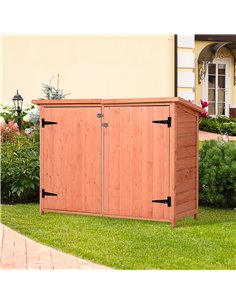 Outsunny Wooden Garden Storage Shed, Golden Red 845-279 2