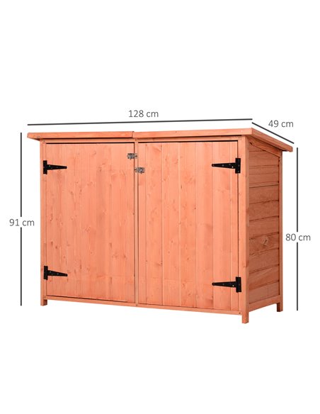 Outsunny Wooden Garden Storage Shed Tool Cabinet Organiser with Shelves Double Door 128L x 50W x 90Hcm 845-279 - pic 39479 | FastDaddyshop