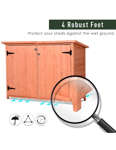 Outsunny Wooden Garden Storage Shed Tool Cabinet Organiser with Shelves Double Door 128L x 50W x 90Hcm 845-279