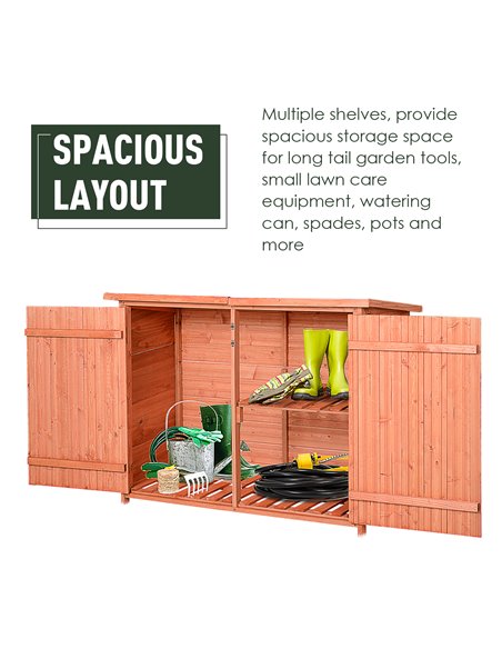 Outsunny Wooden Garden Storage Shed Tool Cabinet Organiser with Shelves Double Door 128L x 50W x 90Hcm 845-279 - pic 39483 | FastDaddyshop