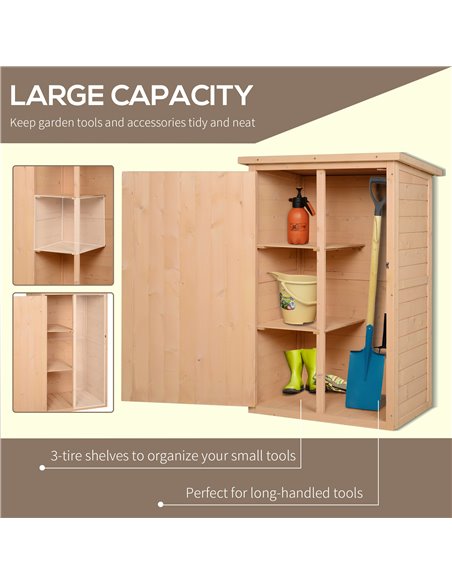 Outsunny Wooden Garden Storage Shed Fir Wood Tool Cabinet Organiser with Shelves 75L x 56W x115Hcm 845-292 - pic 39489 | FastDaddyshop