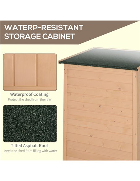 Outsunny Wooden Garden Storage Shed Fir Wood Tool Cabinet Organiser with Shelves 75L x 56W x115Hcm 845-292 - pic 39490 | FastDaddyshop