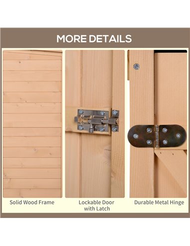 Outsunny Wooden Garden Storage Shed Fir Wood Tool Cabinet Organiser with Shelves 75L x 56W x115Hcm 845-292