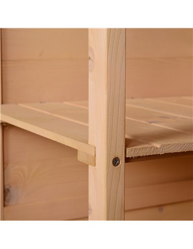 Outsunny Wooden Garden Storage Shed Fir Wood Tool Cabinet Organiser with Shelves 75L x 56W x115Hcm 845-292