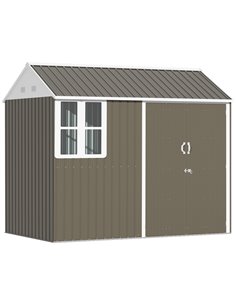 Outsunny 8 x 6 ft Metal Garden Storage Shed, Grey 845-331