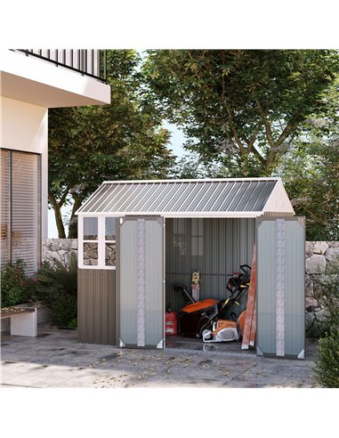 Outsunny 8 x 6 ft Metal Garden Storage Shed, Grey 845-331